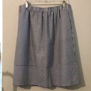 J. Crew Navy and White Striped A-Line Skirt. Casual and cute.